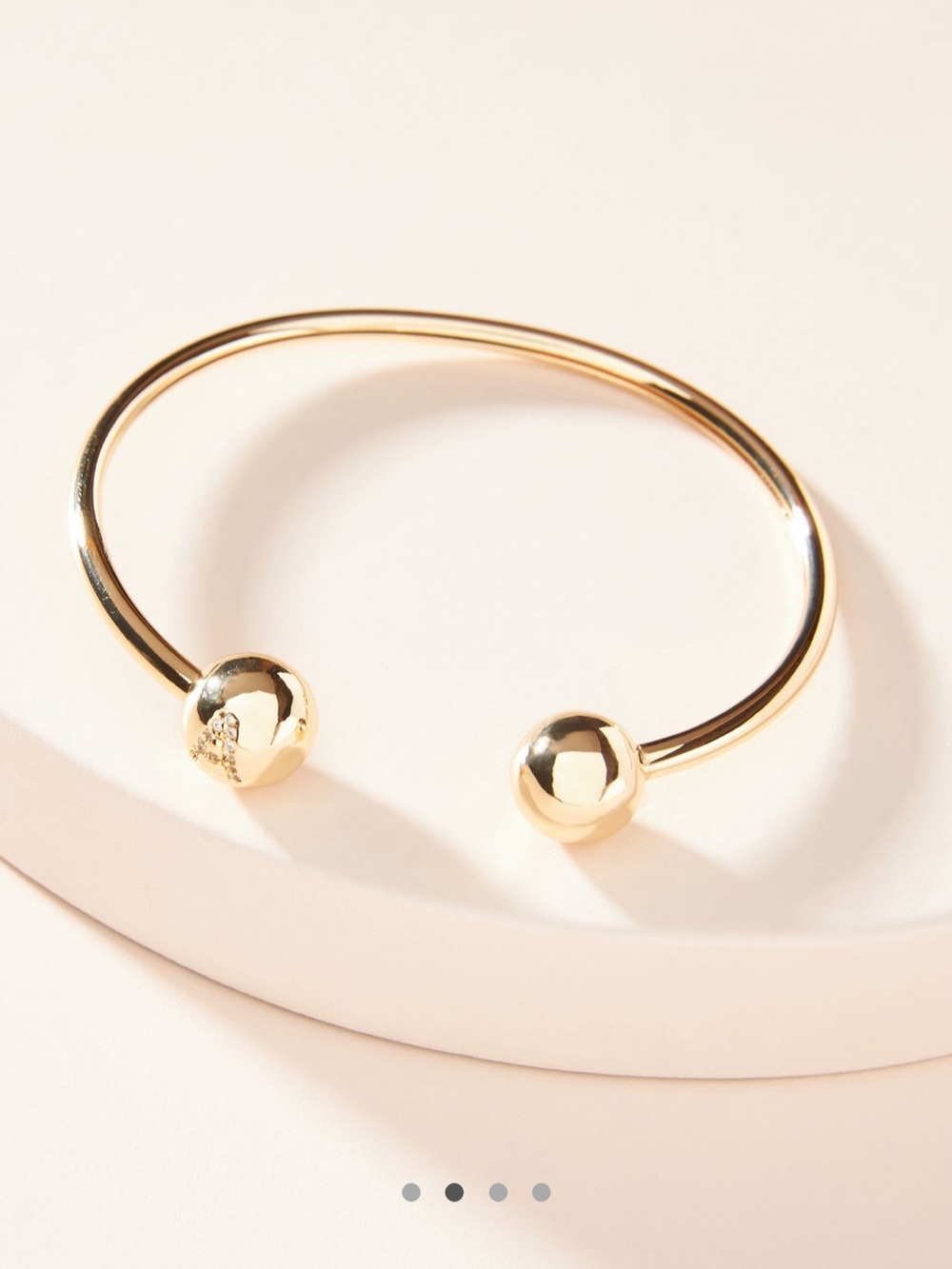 “A” Gold Open-Ended Ball Cuff Bracelet - Women Jewelry